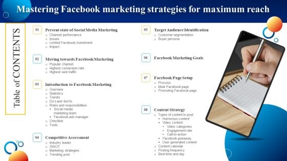 Table Of Contents Mastering Facebook Marketing Strategies For Maximum Reach Rules PDF