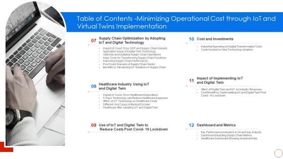 Table Of Contents Minimizing Operational Cost Through Iot And Virtual Twins Implementation Data Mockup PDF
