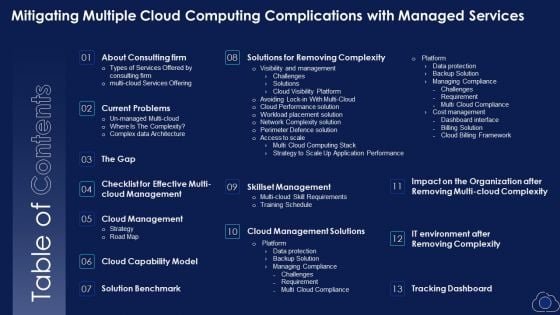 Table Of Contents Mitigating Multiple Cloud Computing Complications With Managed Services Guidelines PDF