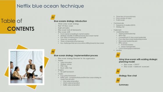 Table Of Contents Netflix Blue Ocean Technique Slides PDF