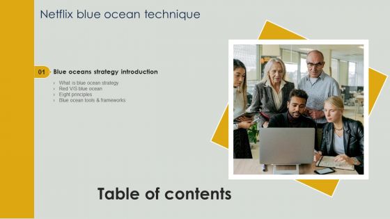 Table Of Contents Netflix Blue Ocean Technique Tools Ideas PDF