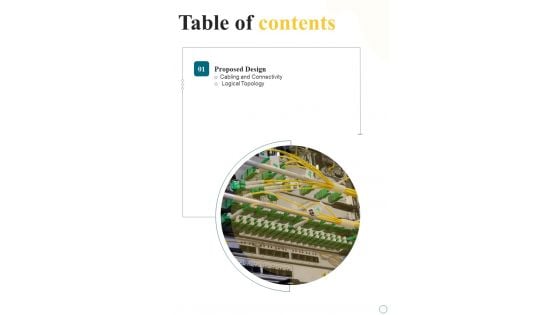 Table Of Contents Network Design Proposal One Pager Sample Example Document