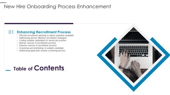 Table Of Contents New Hire Onboarding Process Enhancement Sources Slides PDF