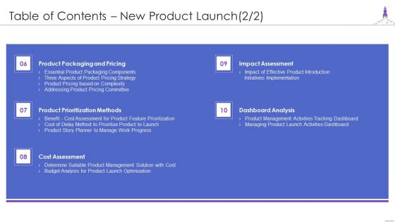 Table Of Contents New Product Launch TIPS Graphics PDF