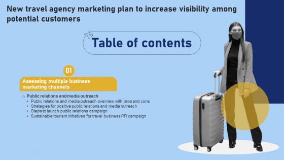 Table Of Contents New Travel Agency Marketing Plan To Increase Visibility Among Potential Customers Inspiration PDF