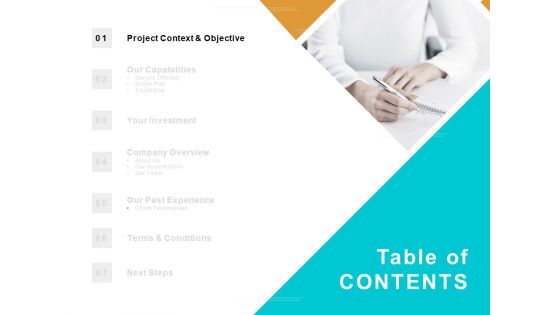 Table Of Contents Objective Ppt PowerPoint Presentation Professional Visuals