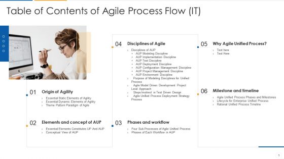 Table Of Contents Of Agile Process Flow IT Elements PDF