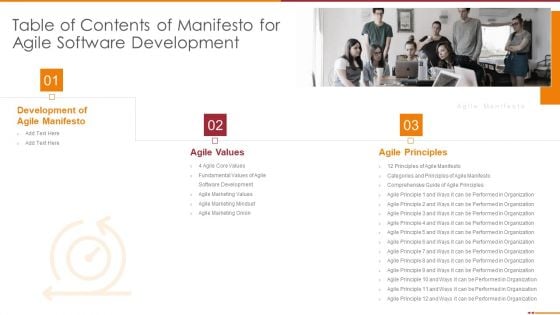 Table Of Contents Of Manifesto For Agile Software Development Ideas PDF