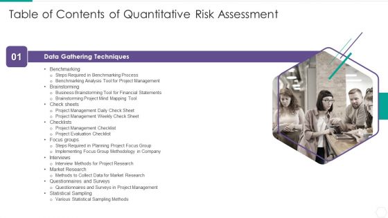 Table Of Contents Of Quantitative Risk Assessment Project Guidelines PDF