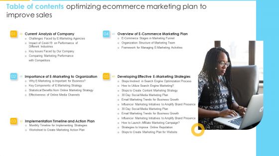 Table Of Contents Optimizing Ecommerce Marketing Plan To Improve Sales Diagrams PDF