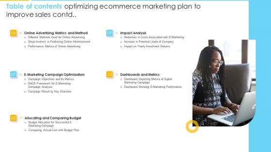 Table Of Contents Optimizing Ecommerce Marketing Plan To Improve Sales Diagrams PDF