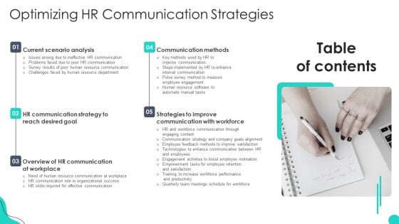 Table Of Contents Optimizing HR Communication Strategies Pictures PDF