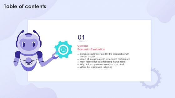 Table Of Contents Organization Enhancing Process Improvement Culture Through Automation Software Ideas PDF