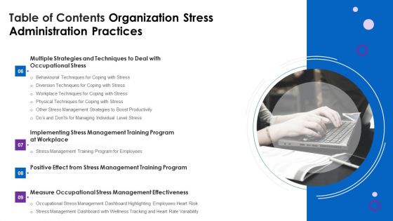 Table Of Contents Organization Stress Administration Practices Information PDF