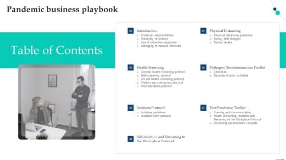 Table Of Contents Pandemic Business Playbook Clipart PDF