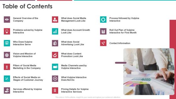 Table Of Contents Pitch Deck Of Vulpine Interactive Fundraising Ppt Styles Graphics Example Pdf