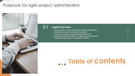 Table Of Contents Playbook For Agile Project Administration Mockup PDF