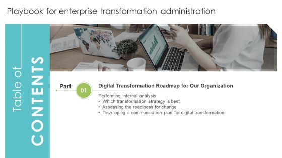 Table Of Contents Playbook For Enterprise Transformation Administration Strategy Sample PDF
