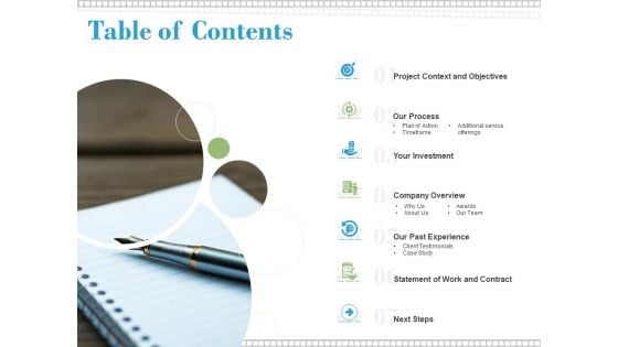Table Of Contents Ppt PowerPoint Presentation File Graphics Example