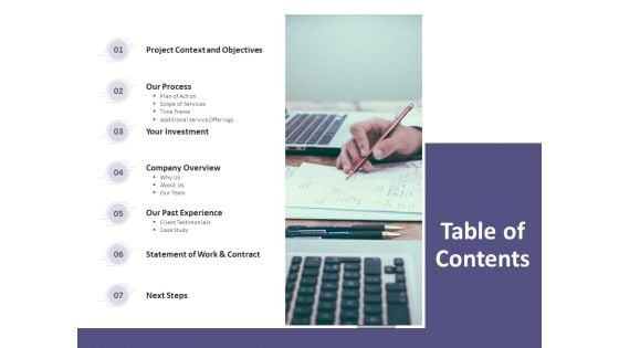 Table Of Contents Ppt PowerPoint Presentation File Slideshow