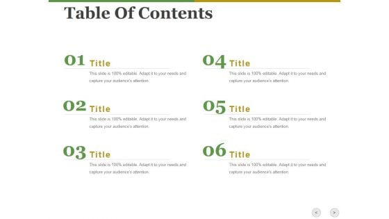 Table Of Contents Ppt PowerPoint Presentation Model Show