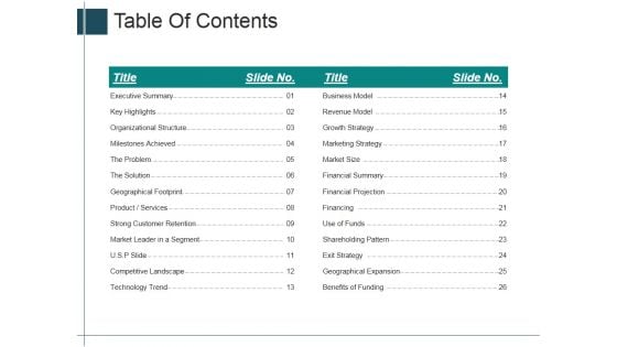 Table Of Contents Ppt PowerPoint Presentation Show Graphics