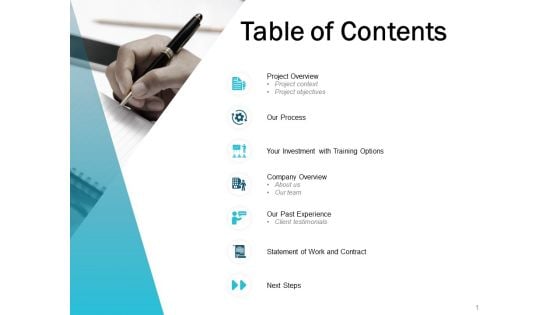 Table Of Contents Process Ppt Powerpoint Presentation Gallery Layout Ideas