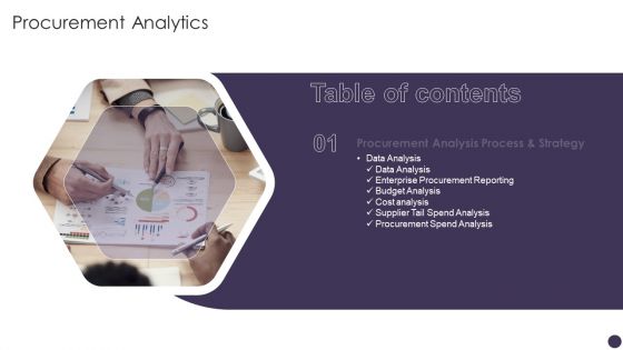 Table Of Contents Procurement Analytics Slide Diagrams PDF