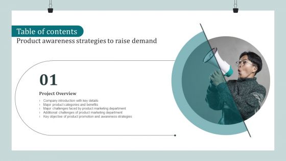 Table Of Contents Product Awareness Strategies To Raise Demand Key Graphics PDF Table Of Contents Product Awareness Strategies To Raise Demand Key Graphics PDF