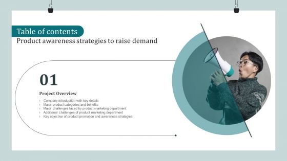 Table Of Contents Product Awareness Strategies To Raise Demand Key Graphics PDF