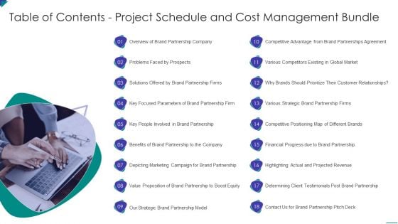 Table Of Contents Project Schedule And Cost Management Bundle Template PDF