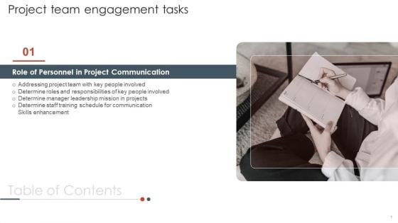 Table Of Contents Project Team Engagement Tasks Elements PDF