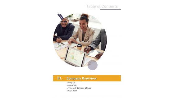 Table Of Contents Promotion Campaign Proposal One Pager Sample Example Document Table Of Contents Promotion Campaign Proposal One Pager Sample Example Document