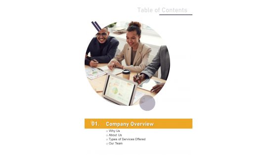 Table Of Contents Promotion Campaign Proposal One Pager Sample Example Document