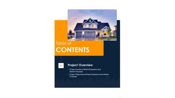 Table Of Contents Proposal For Brand Expansion And Marketing One Pager Sample Example Document Table Of Contents Proposal For Brand Expansion And Marketing One Pager Sample Example Document
