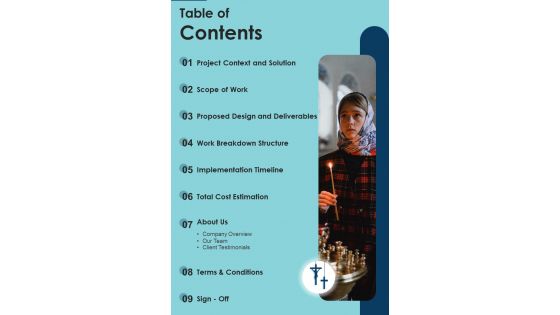 Table Of Contents Proposal For Church Building Project One Pager Sample Example Document Table Of Contents Proposal For Church Building Project One Pager Sample Example Document