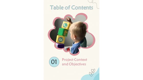 Table Of Contents Proposal For Daycare Services One Pager Sample Example Document