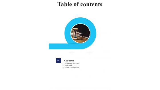 Table Of Contents Proposal For Flexible Office Hours One Pager Sample Example Document Table Of Contents Proposal For Flexible Office Hours One Pager Sample Example Document