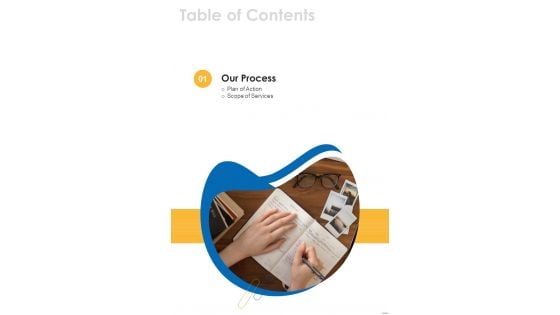 Table Of Contents Proposal For House Cleansing Service One Pager Sample Example Document