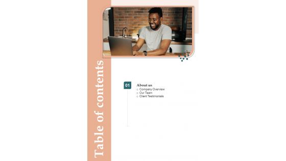 Table Of Contents Proposal For Information Technology Project One Pager Sample Example Document Table Of Contents Proposal For Information Technology Project One Pager Sample Example Document