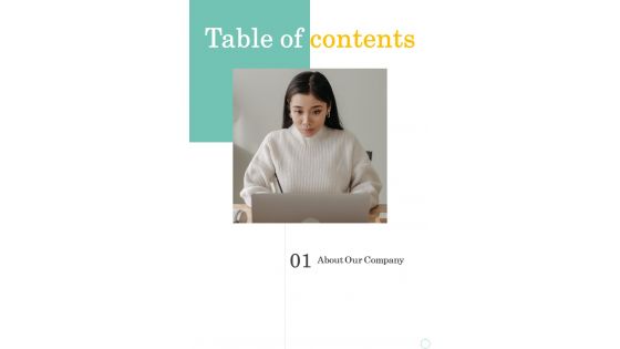 Table Of Contents Proposal For Preparing JD One Pager Sample Example Document