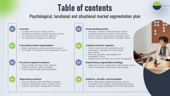 Table Of Contents Psychological Locational And Situational Market Segmentation Plan Background PDF Table Of Contents Psychological Locational And Situational Market Segmentation Plan Background PDF