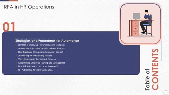 Table Of Contents RPA In HR Operations Rules Formats PDF