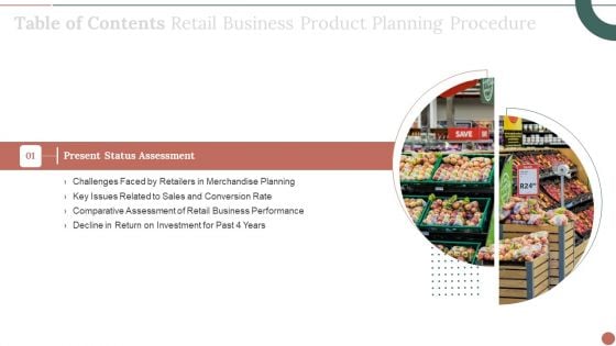 Table Of Contents Retail Business Product Planning Procedure Sales Clipart PDF