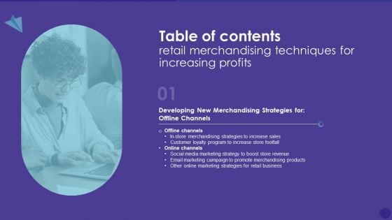 Table Of Contents Retail Merchandising Techniques For Increasing Profits Slide Introduction PDF