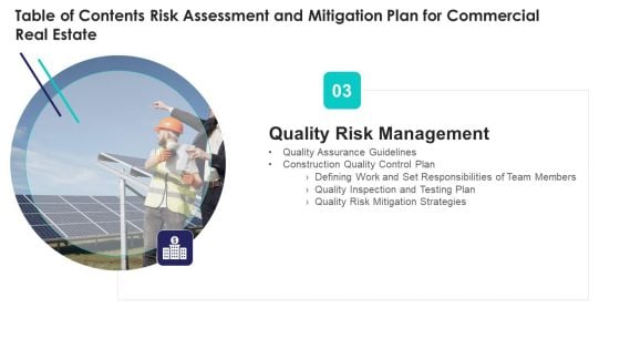 Table Of Contents Risk Assessment And Mitigation Plan For Commercial Real Estate Ppt Professional Topics PDF