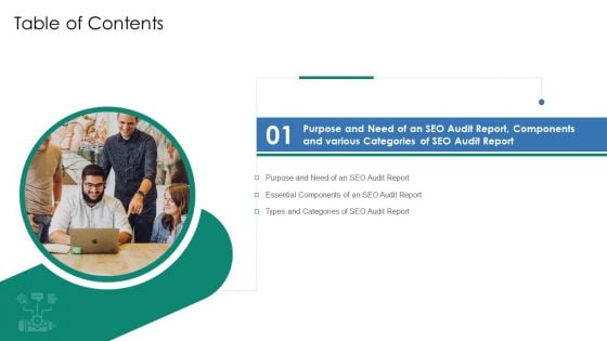 Table Of Contents SEO Audit Procedure And Strategies Wd Ppt Infographic Template Good PDF