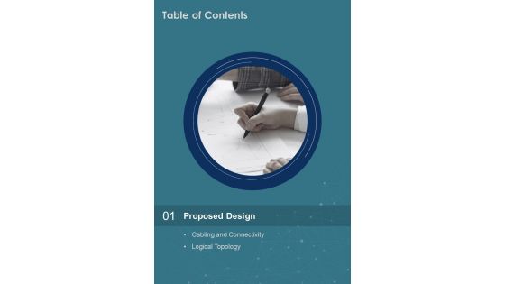 Table Of Contents Secure Network Construction Proposal One Pager Sample Example Document