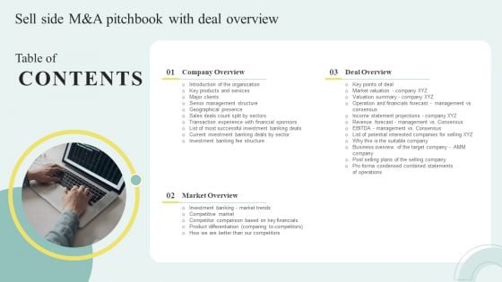 Table Of Contents Sell Side M And A Pitchbook With Deal Overview Designs PDF