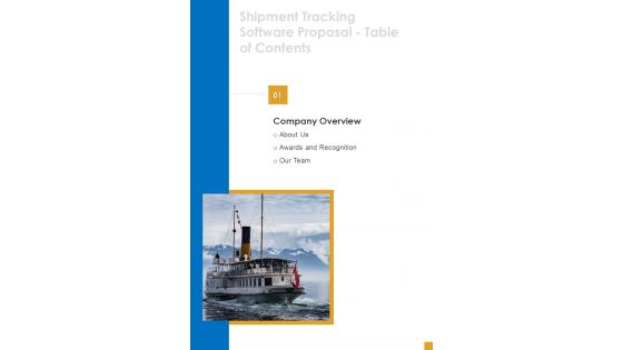 Table Of Contents Shipment Tracking Software Proposal One Pager Sample Example Document